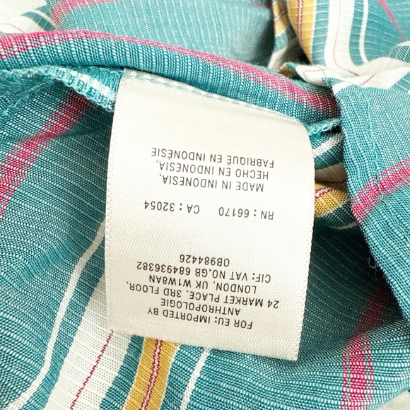 Anthropologie Teal and Cream Striped Blouse - Picture 3 of 3